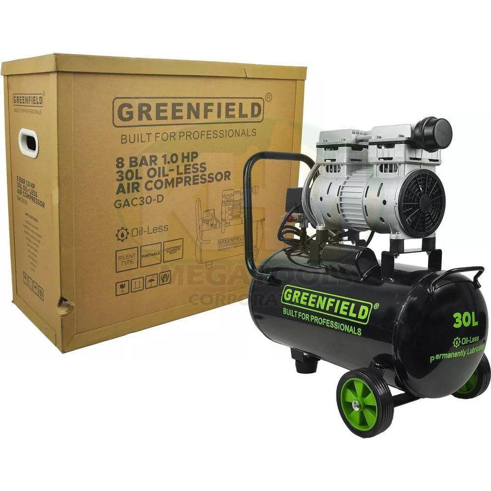Greenfield GAC30-D 1 HP Oil-Less Air Compressor with Direct Heat Sink 30L Cap 750W - KHM Megatools Corp. Greenfield GAC30-D 1 HP Oil-Less Air Compressor with Direct Heat Sink 30L Cap 750W - KHM Megatools Corp.